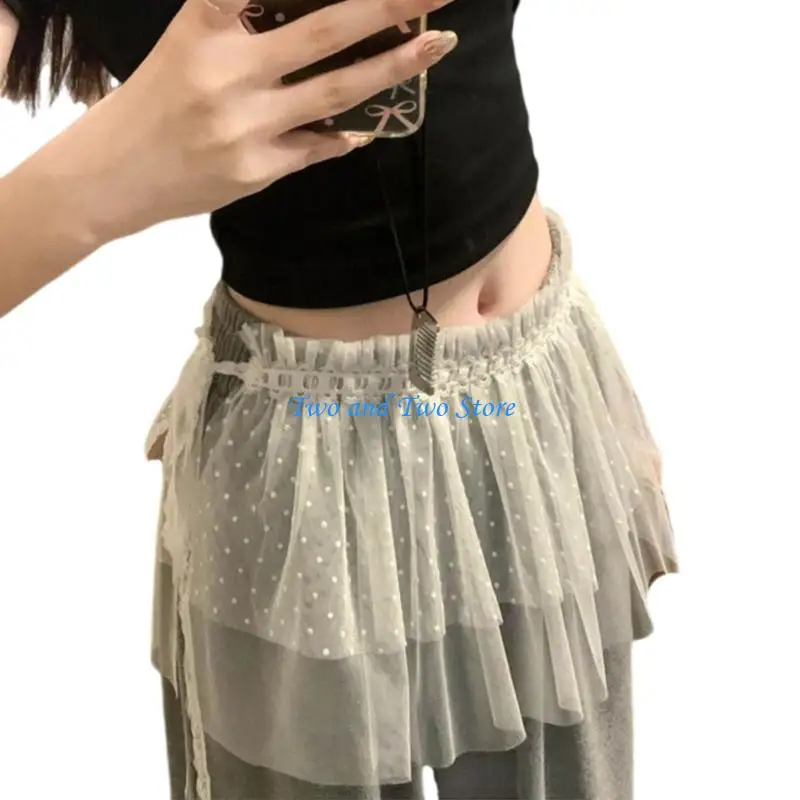 HX6F Breathable Polyester Skirt With Delicate Lace And Tie Detail  for Parties Wear