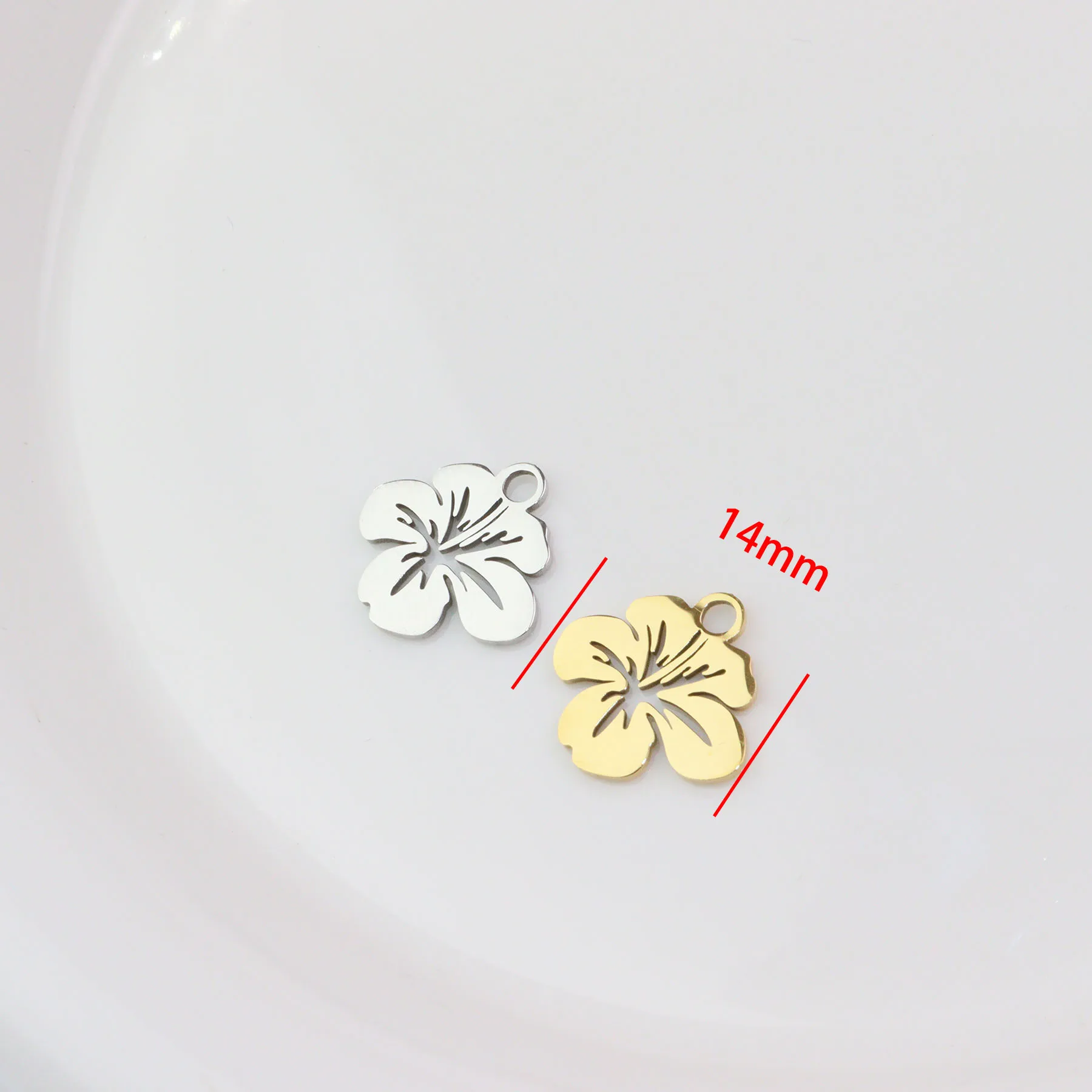 10pcs Stainless Steel Mirro Flower Polished Anti Allergic Girl Charms Pendant DIY Jewelry Necklace Earrings Unfading