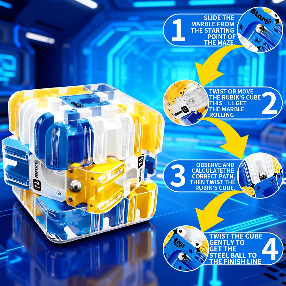 Nuovo cubo labirinto labirinto 3D, giocattolo rompicapo per adulti e bambini, sollievo dallo stress, ragionamento spaziale e puzzle portatile per l'addestramento logico