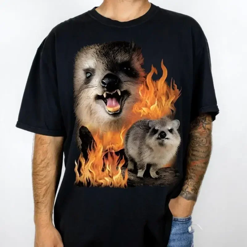 Funny Rock Hyrax Fire Meme T Shirt For Woman And Man Stupid S Cringe Ugly Unhinged Clothes Inappropriate