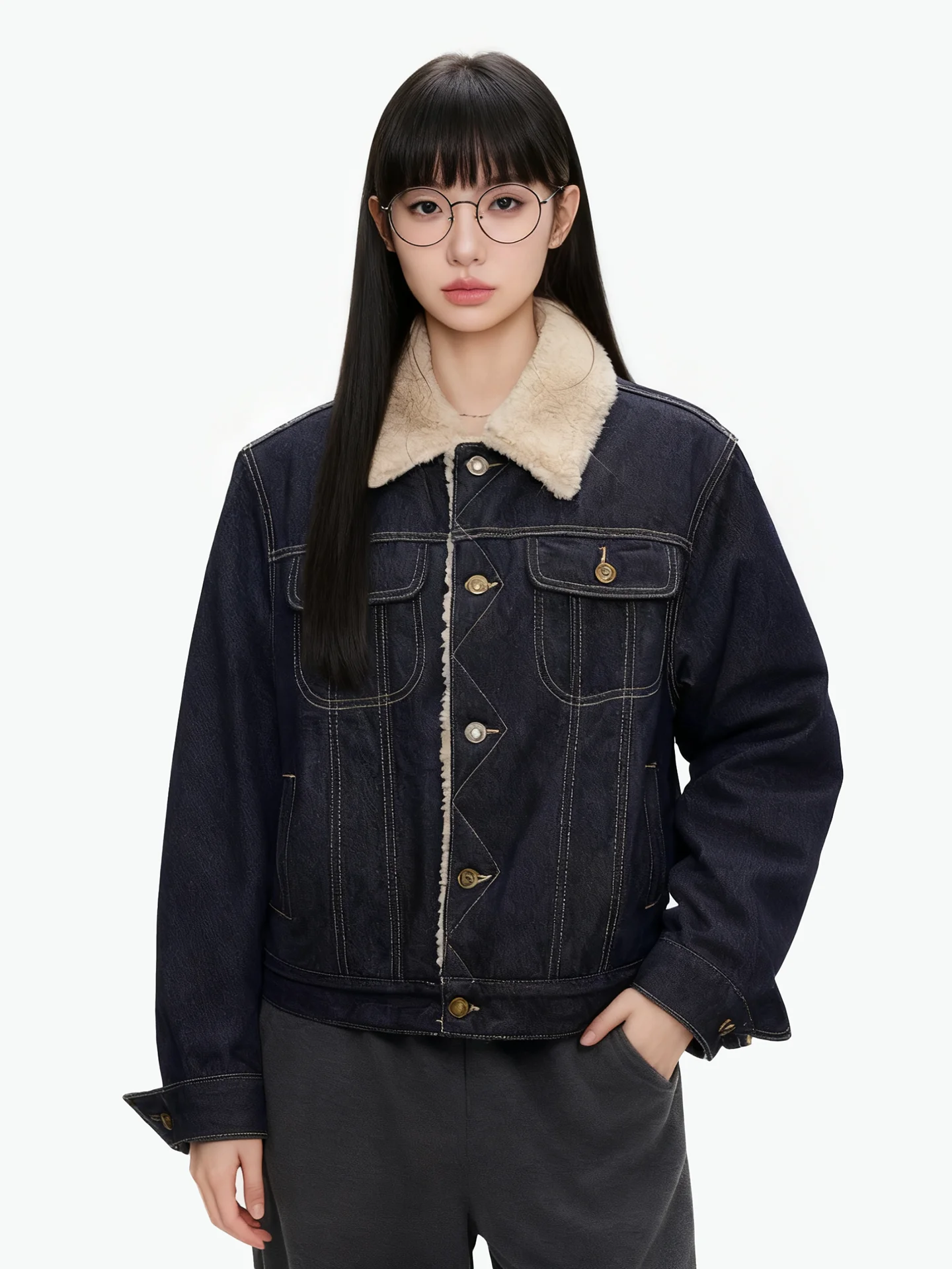 

Женская куртка JYOOK с флисовой подкладкой, свободного кроя, осенне-зимняя, новая, повседневная, модная, утепленная, с отделкой из овечьего меха