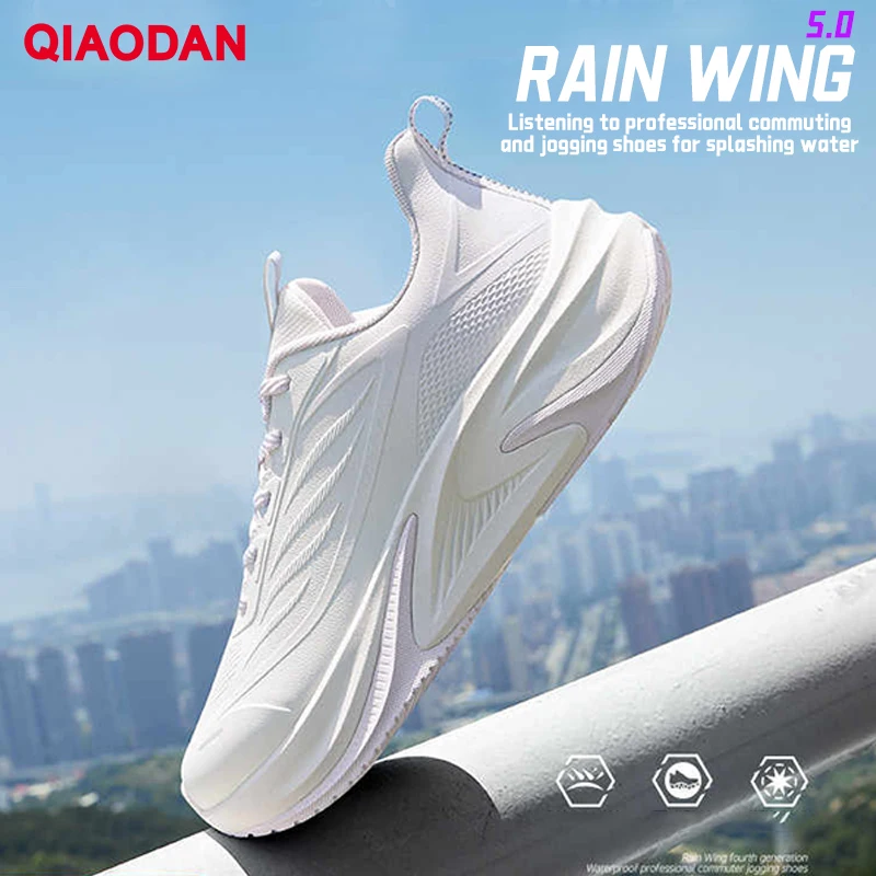 

QIAODAN Yuyi 5 женские кожаные водонепроницаемые спортивные кроссовки для бега, осень 202, амортизирующие нескользящие кроссовки QXB022254212