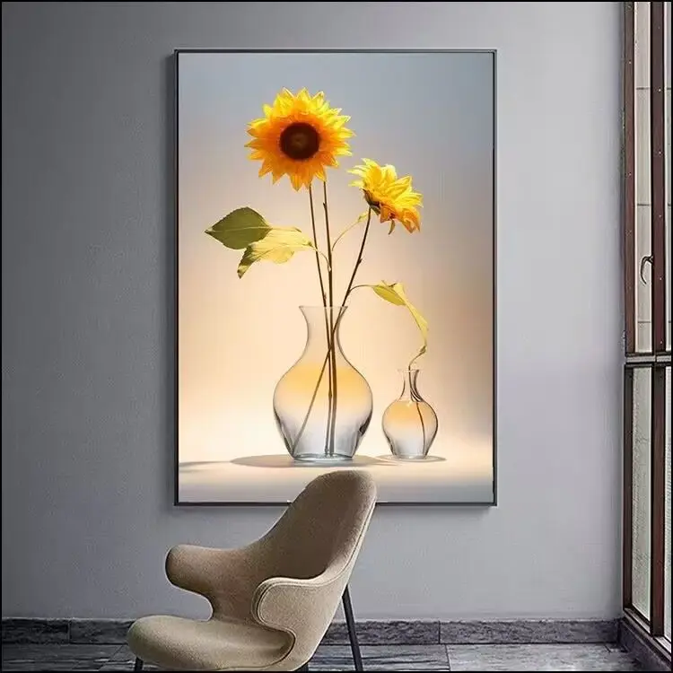 

Nordic restaurant Decor painting Flower Wall Art Sticker Modern Minimalist Abstract wall Mural Home Living Room Posters