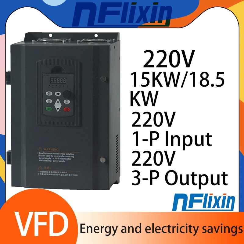 

Inverter VFD 11KW/15KW/18.5KW/22KW/30KW/37KW/45KW Frequency Inverter 1PH to 3PH 220V Converter Variable Frequency Drive