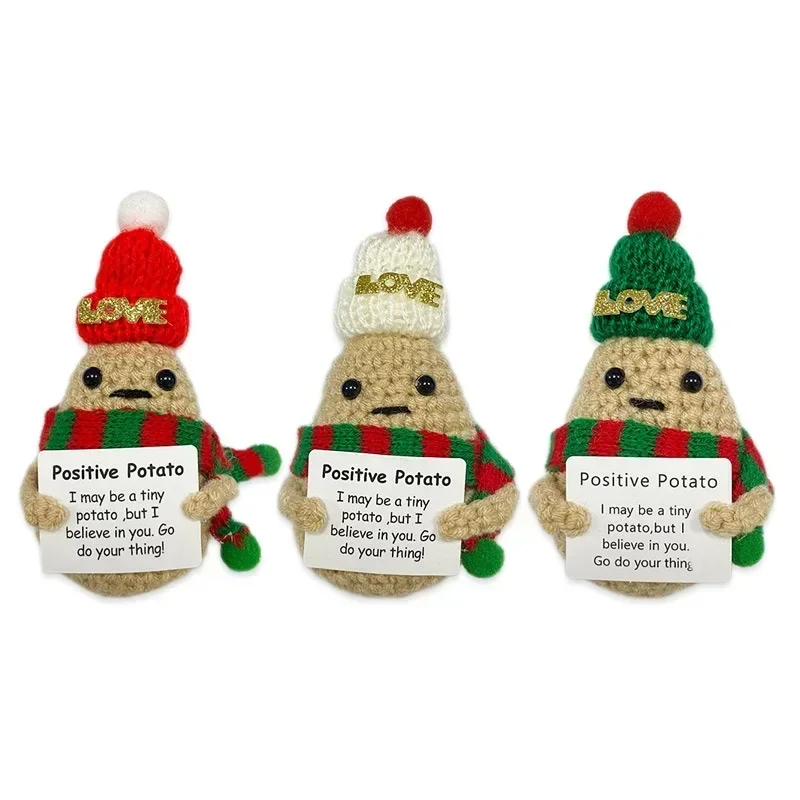 Handmade Emotional Support Pickled Potato  Birthday Gift for Women Men, Cute Crochet Christmas Pickle Knitting Doll Ornaments