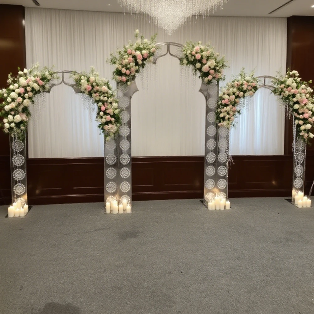 

3 шт. f30 Роскошный свадебный сценический фон с аркой, дизайн по индивидуальному заказу, блестящая золотая металлическая рамка-подставка для цветов