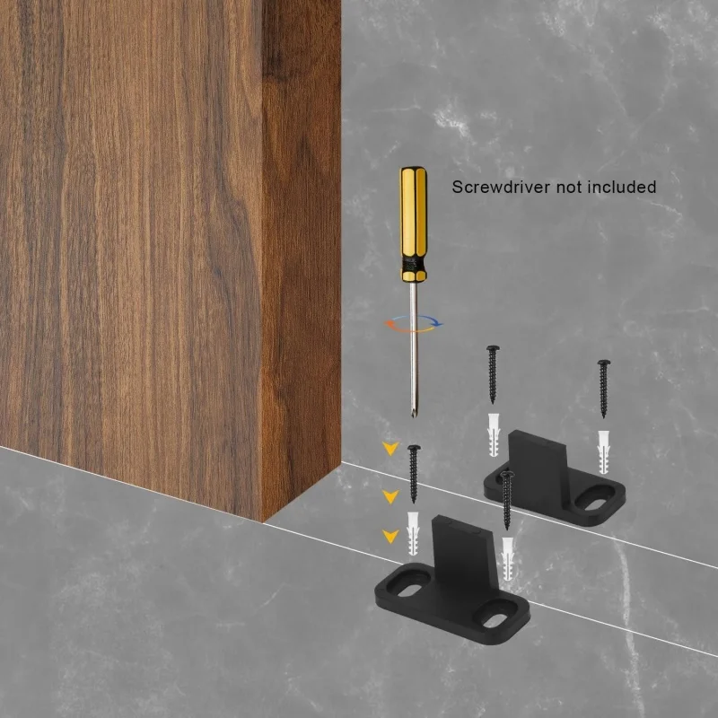 1/2 Pair POM Sliding Barn Door Floor Guide,Door Slide Rail Stopper/Positioning Switch with Screws,Adjustable Angle Anti Swinging
