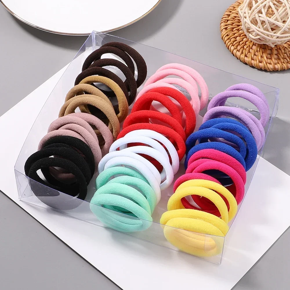 Gomas elásticas para el pelo para niña y mujer, bandas de goma de nailon de colores, accesorios para el cabello, 30 unidades por Set