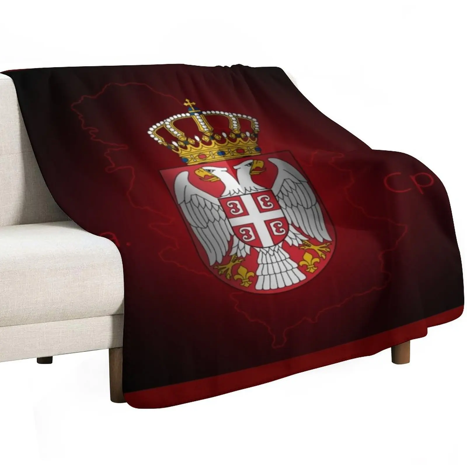 Serbian Flag lesser coat of arms Throw Blanket Luxury Throw Decorative Sofas Plush Beach Hairy Camping Blankets