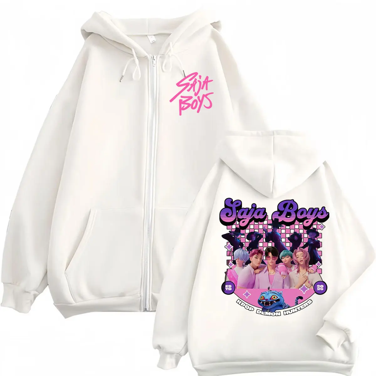KPop Demon Hunters Merch Zipper Hoodie Men Women Clothing Fashion Cartoon Zip Up Pullovers High Quality Fleece Hooded Sweatshirt