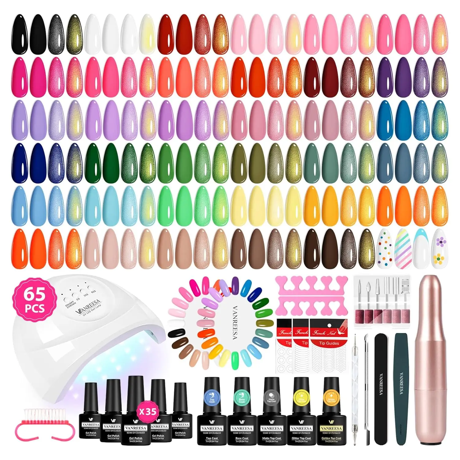 

65-Piece Gel Nail Polish Kit with UV Light & Drill, 35 Colors, Base/Top Coats, Complete DIY Manicure Set