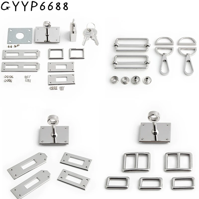 1/5Sets Silver Stainless Steel Metal Twist Turn A Set Of Locks For Woman Handbag Bags Clasp Lock Buckle Hardware DIY Accessories