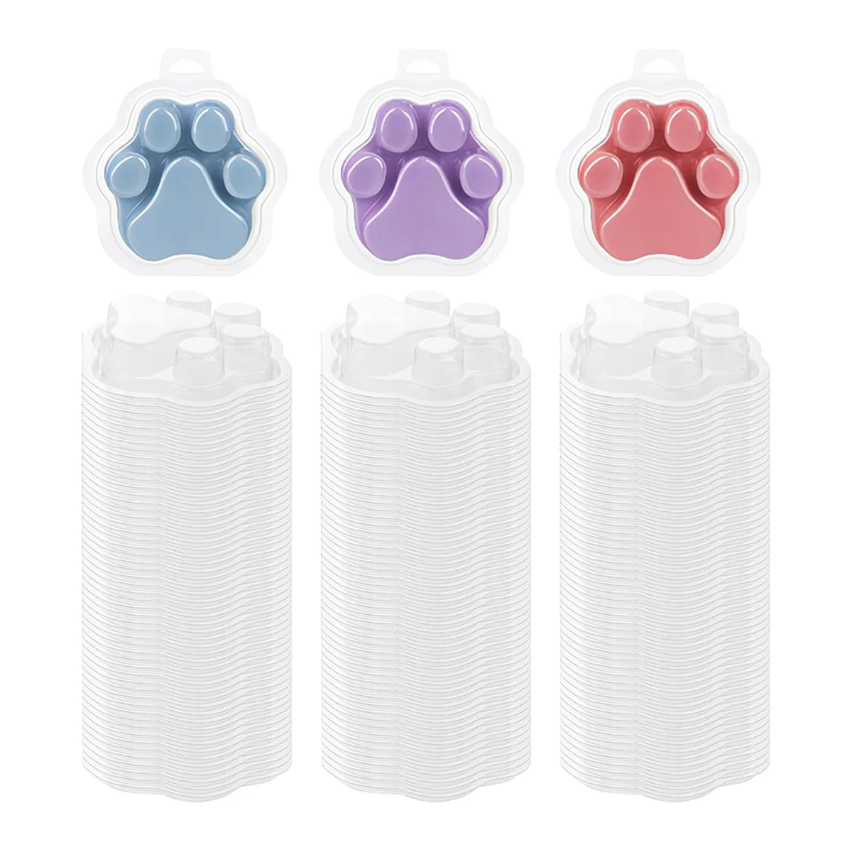 

NEW 100 PCS Wax Melt Molds Cat'S Claw Shaped Wax Melt Clamshells Clear Empty Cube Tray Molds for Wickless Tarts Candles