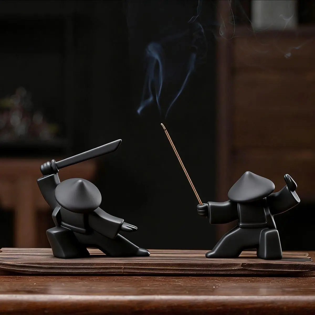 3D Printed Samurai Incense Holder Tea Pet Warrior Figurine Home Decor Japanese Swordsmen Backflow Burner Accessory for Indoor