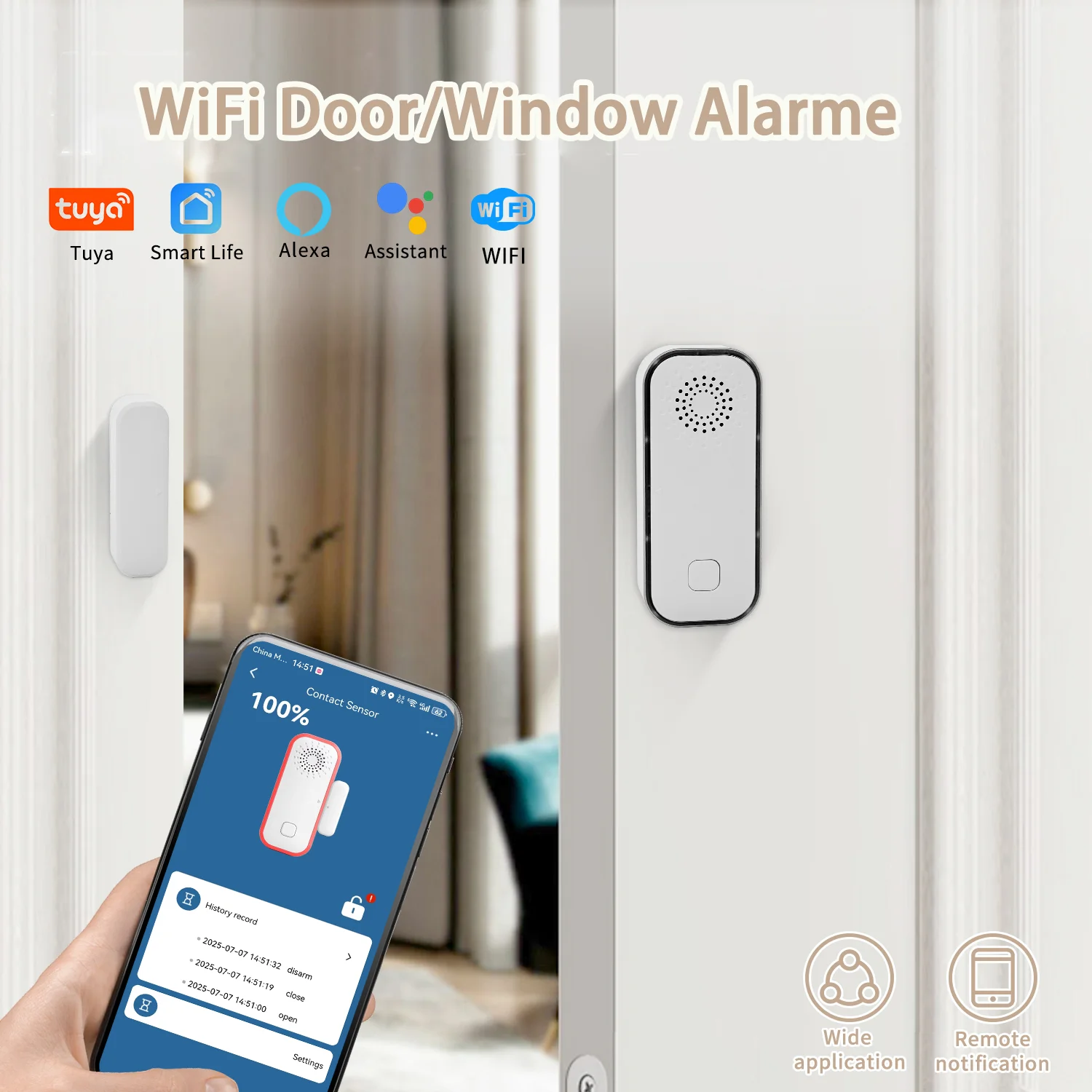 Tuya Sensor WiFi Tür/Fenster Alarm Smart Leben Fernbedienung Vibration Alarm Home Automation Sicherheit Schutz