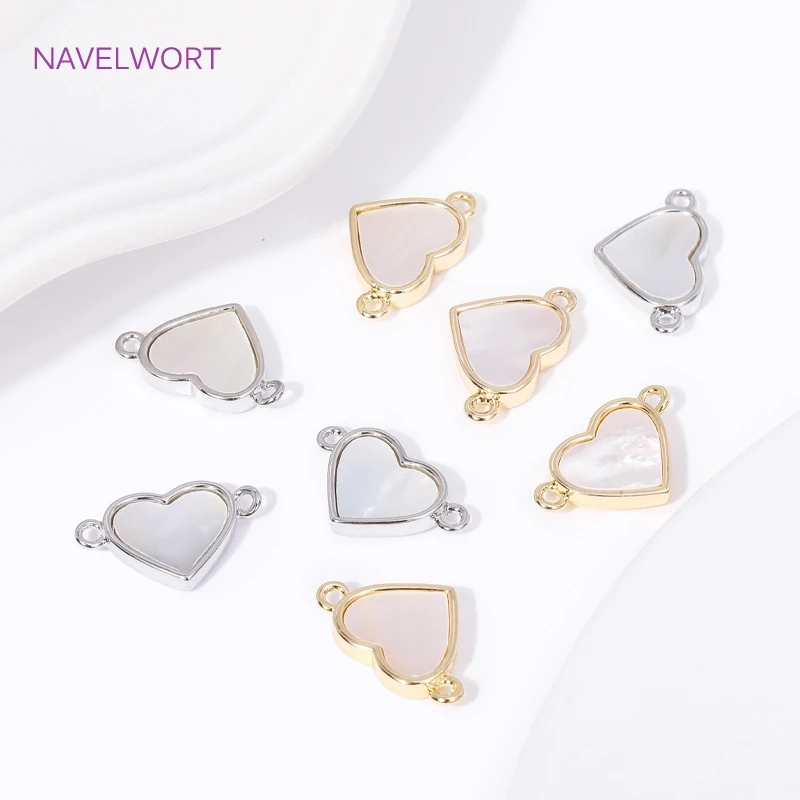 18K Gold Plated Inlay Natural Shell Heart Charm Pendant Connector For Jewelry Making DIY Bracelet Necklace Accessories Wholesale