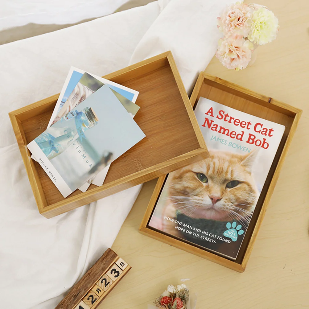 

1Pcs Retro Bamboo Wood Tea Tray Rectangular Serving Platter Multifunctional Snack Dessert Tray for Catering Events Family