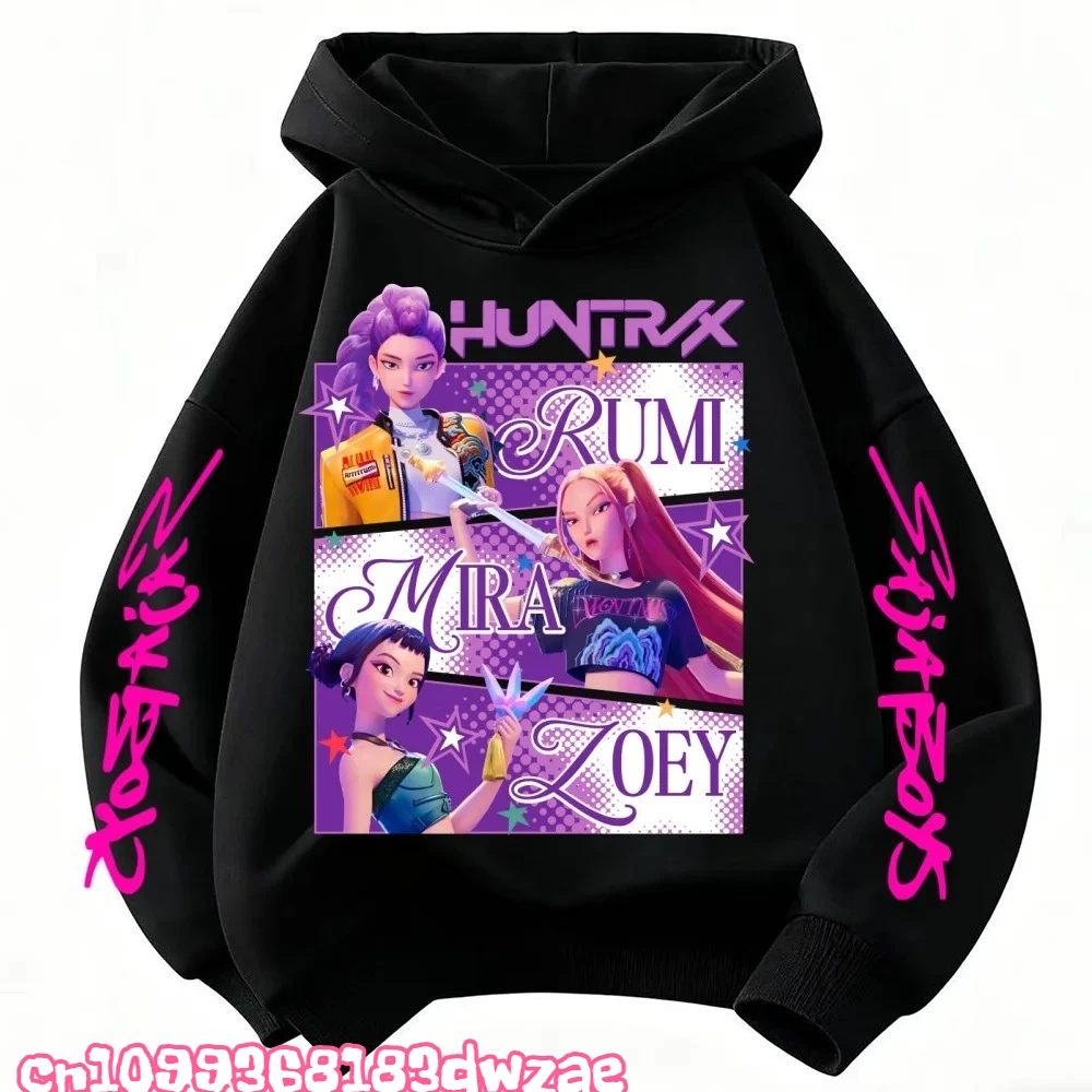 KPop شيطان الصيادين Huntrix هوديي ملابس الاطفال الأميرة الفتيات ملابس أزياء الأولاد ملابس ربيع الخريف البلوز الطفل قمم