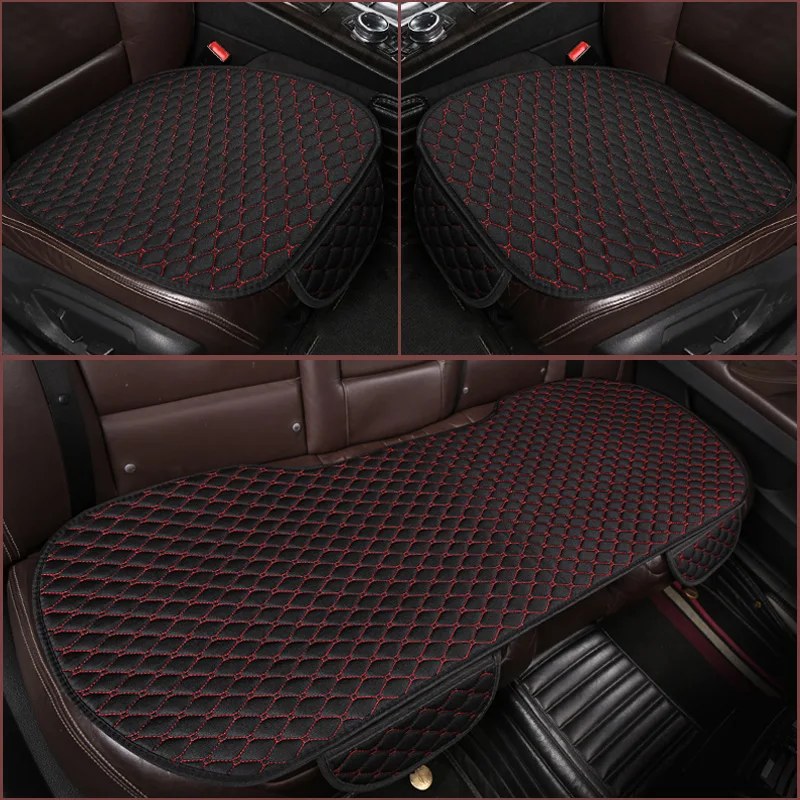 3Pcs Cotton and linen Car Seat Cover Set Universal Car Seat Cover Cushion All Season Car Seat Protector Interior Car Accessories image 2