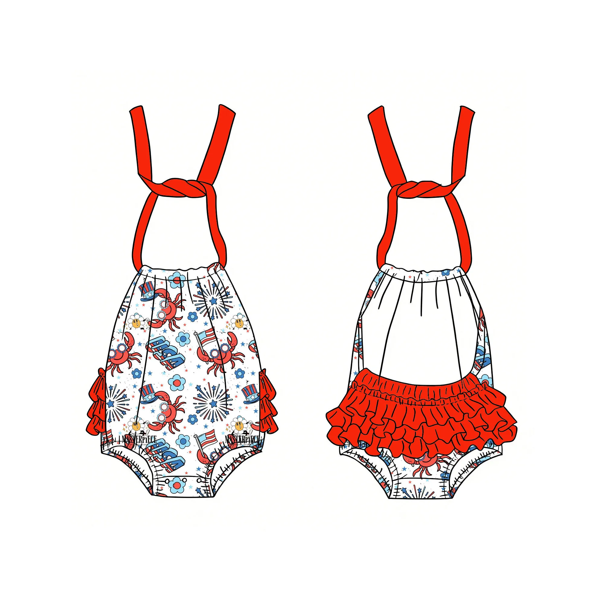 New Arrived Flower Printed Baby Girls Romper Tie up Sleeveless Milk Silk Fabric Toddler Baby Bubble With Ruffle