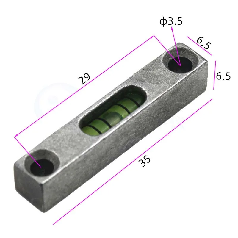 QASE Mini Metal Stripe Level Bubble Hydrometer Glass Tube Level Inclinometer 35*6.5*6.5 7mm with Mounting Holes