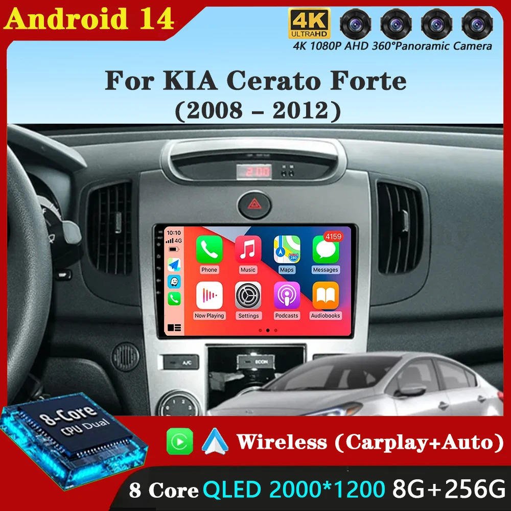 

Автомагнитола на Android 14, мультимедийный видеоплеер для KIA Cerato Forte 2008, 2009, 2010-2013, автомагнитола с GPS-навигацией и экраном 9 дюймов для Carplay