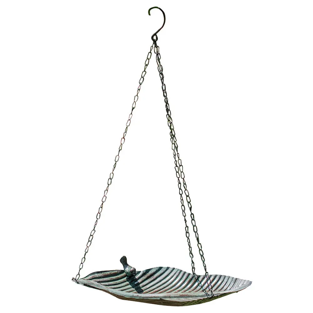 

Leaf Shape Hanging Bird Feeder Tray Iron Material Outdoor Bird Food Container Vintage Style Garden Decor Outdoor Hanging Feeder