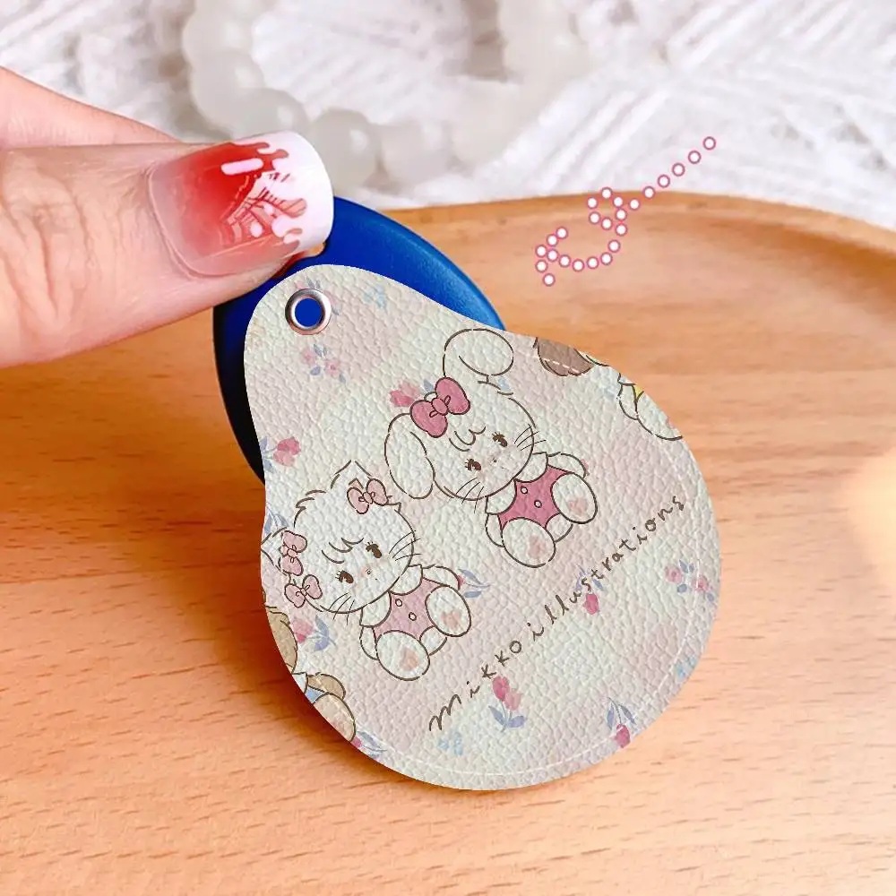 Cute Cat Mikko I-illustrations Leather Access Card Holder, Water Drop Keychain, Bus Card Elevator Induction Protective Cover