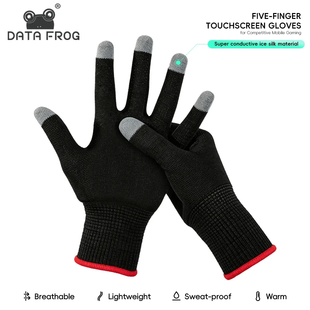 Gants de jeu anti-fatigue Data Frog pour smartphone et tablette, tissu conducteur respirant pour un contrôle tactile fluide
