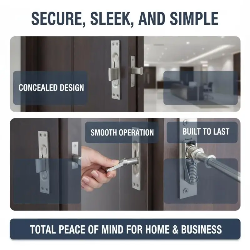 Stainless Steel Security Door Flush Bolt Durable Anti Theft Design Multiple Sizes For Home Gate Safety Use