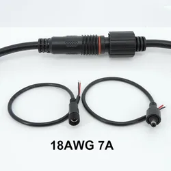 防水電源アダプター,オスとメスのコネクター,2ピン,DC 5.5x2.1mm,ip68,18awg,7a