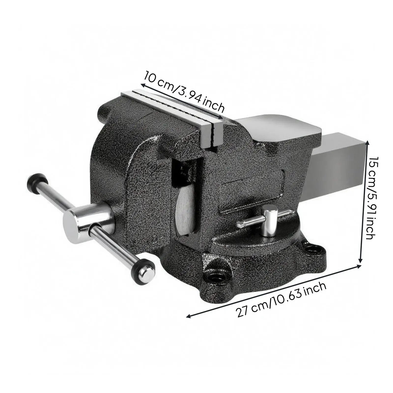 Swivel Base Bench Vise with Mounting Holes for Secure Workholding in Workshop Projects