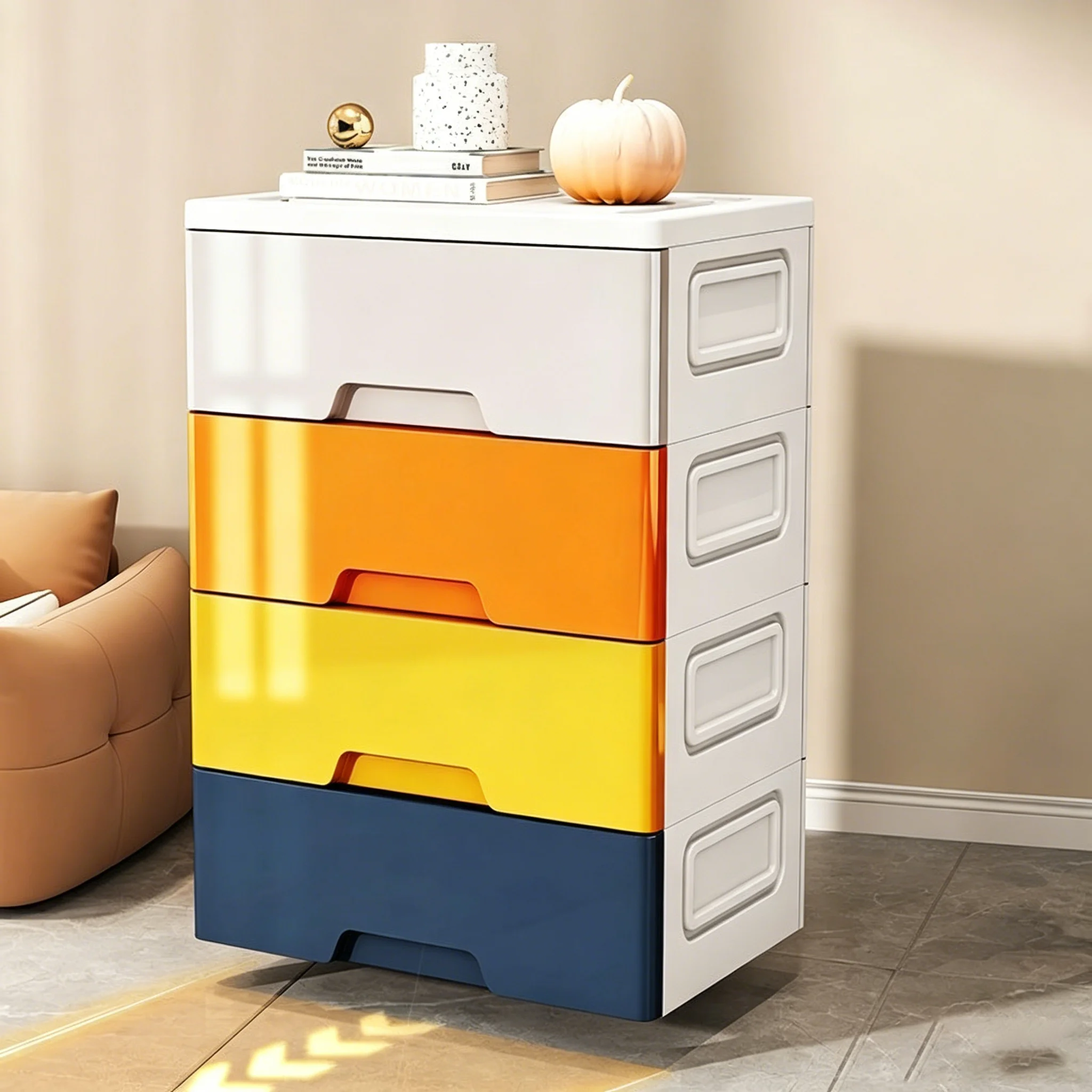 A Must-Have Storage Cabinet for Minimalists! Featuring Morandi Low-Saturation Color-Blocking Design, Paired with European-Style Lines, It Perfectly Matches Various Home Styles and Easily Fits into Any Narrow Space Multi-Layer Drawer Design, Hides All Clutter, Suitable for Home, Dormitory, Office
