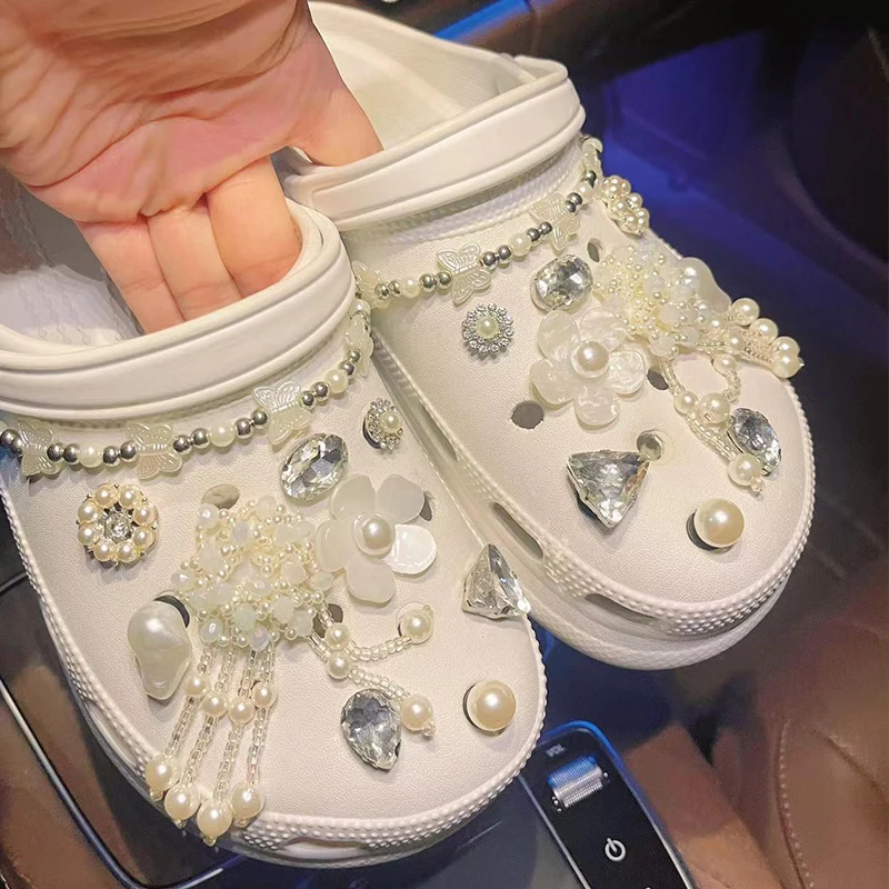 

Pearl Flower Shoe Charm DIY Shoe Decorations Button Accessories for Hole Shoe Bogg Bag Slides Sandals Clogs Kids Gifts