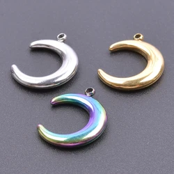 High Quality 5pcs Classic Plain Moon Charms For Earrings Making Supplies Bulk Stainless Steel Jewelry Pendant Handmade Materials