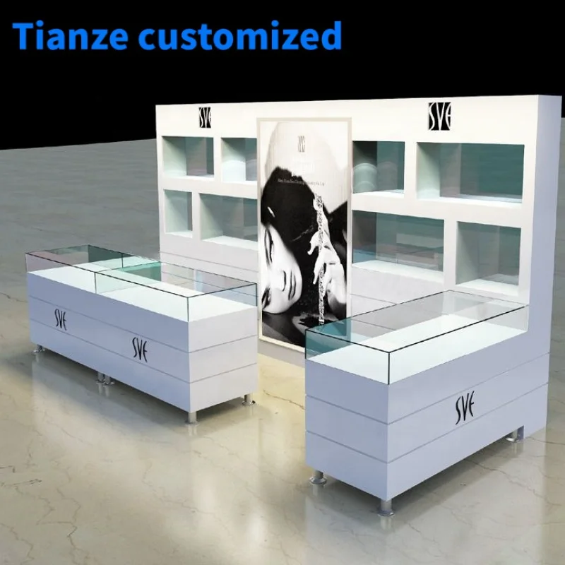 （customized）High-end Wood Jewelry Display Cabinet  Jewelry Display Counter Showcase Countertop Jewelry Showcase Sale