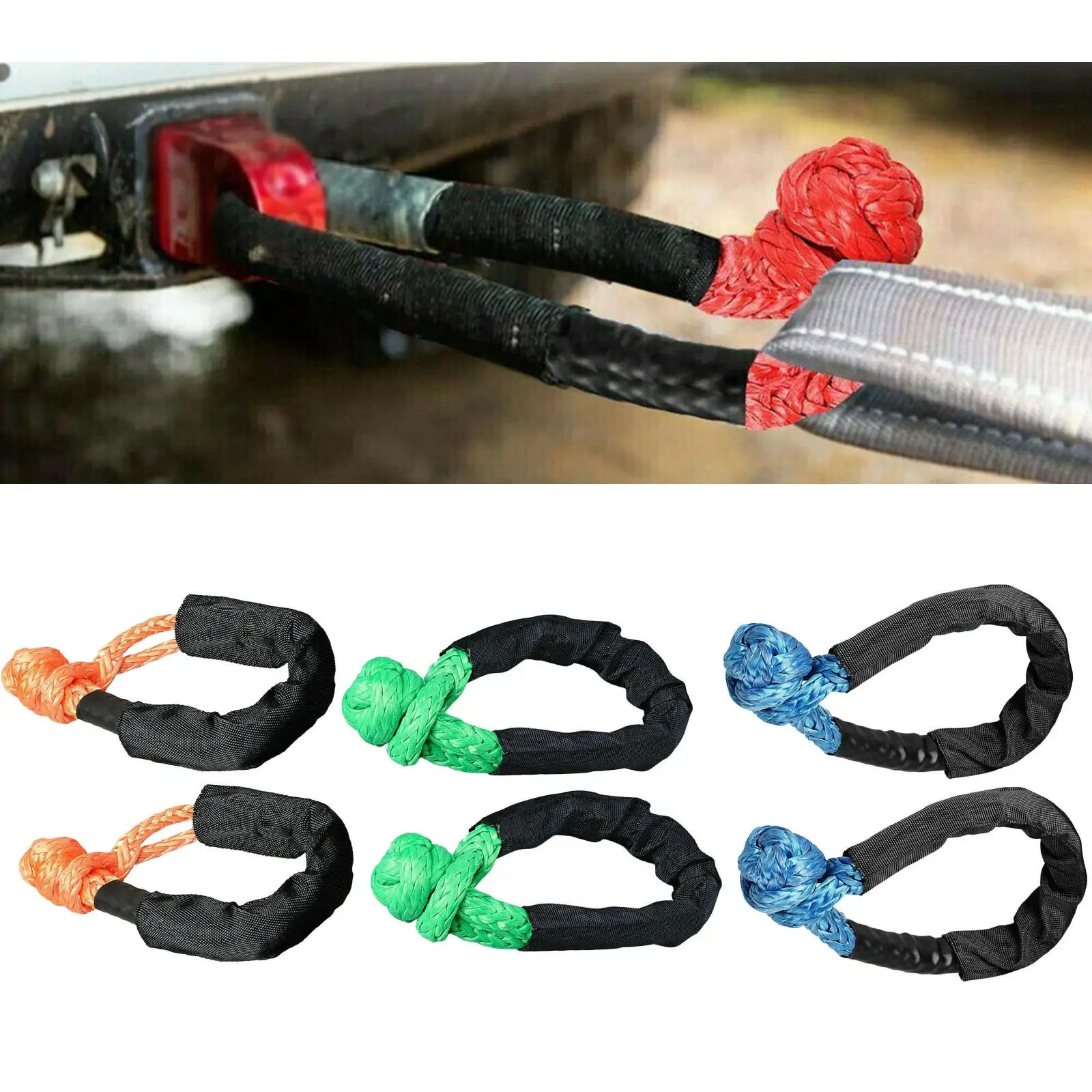 2pcs Soft Shackle Recovery Strap for SUV Truck Climbing Towing