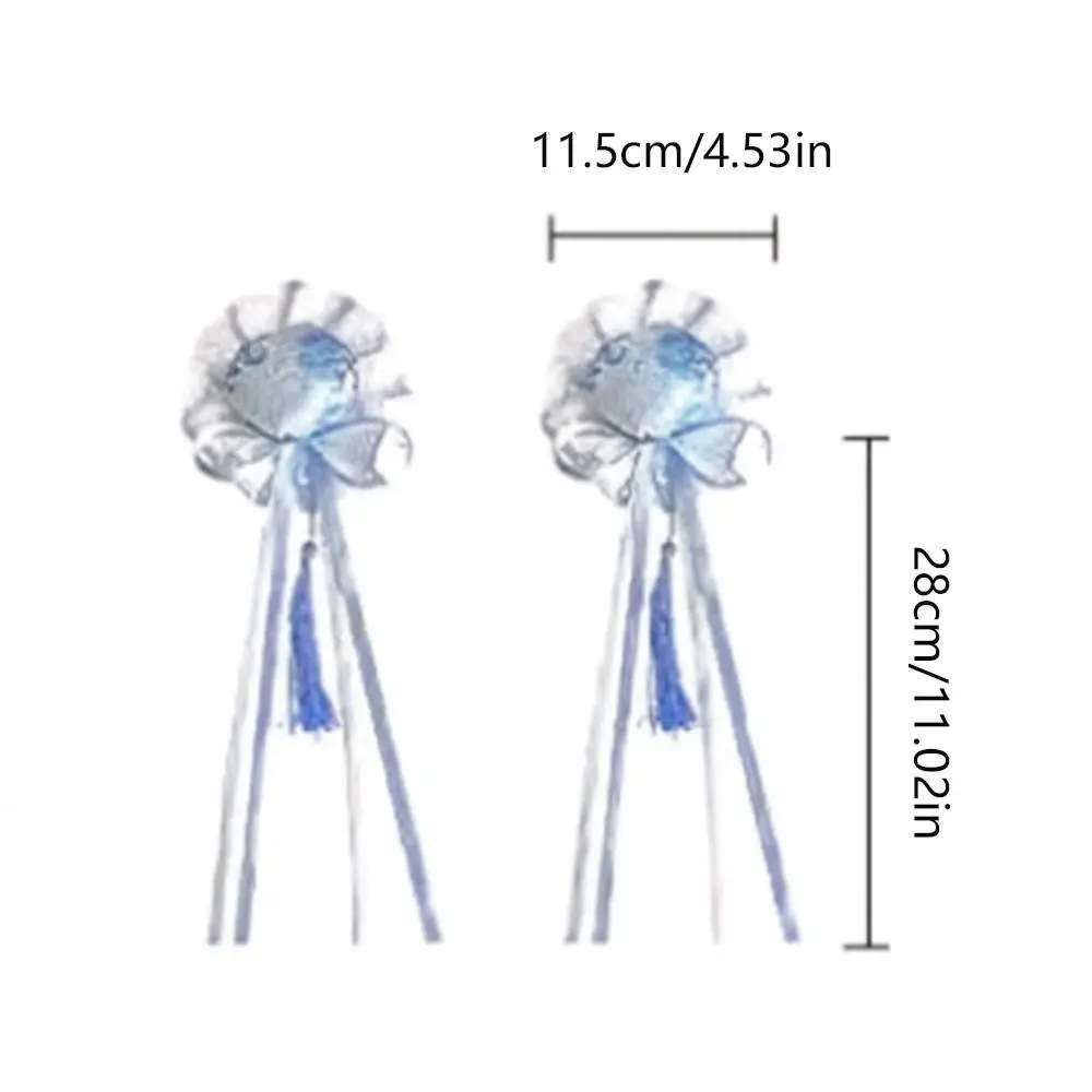 Fiocco in pizzo Chun-Li Clip per capelli con volant in stoffa Forcina in stile cinese Clip a becco d'anatra Accessori per capelli Fermaglio per capelli con nappa Bowknot