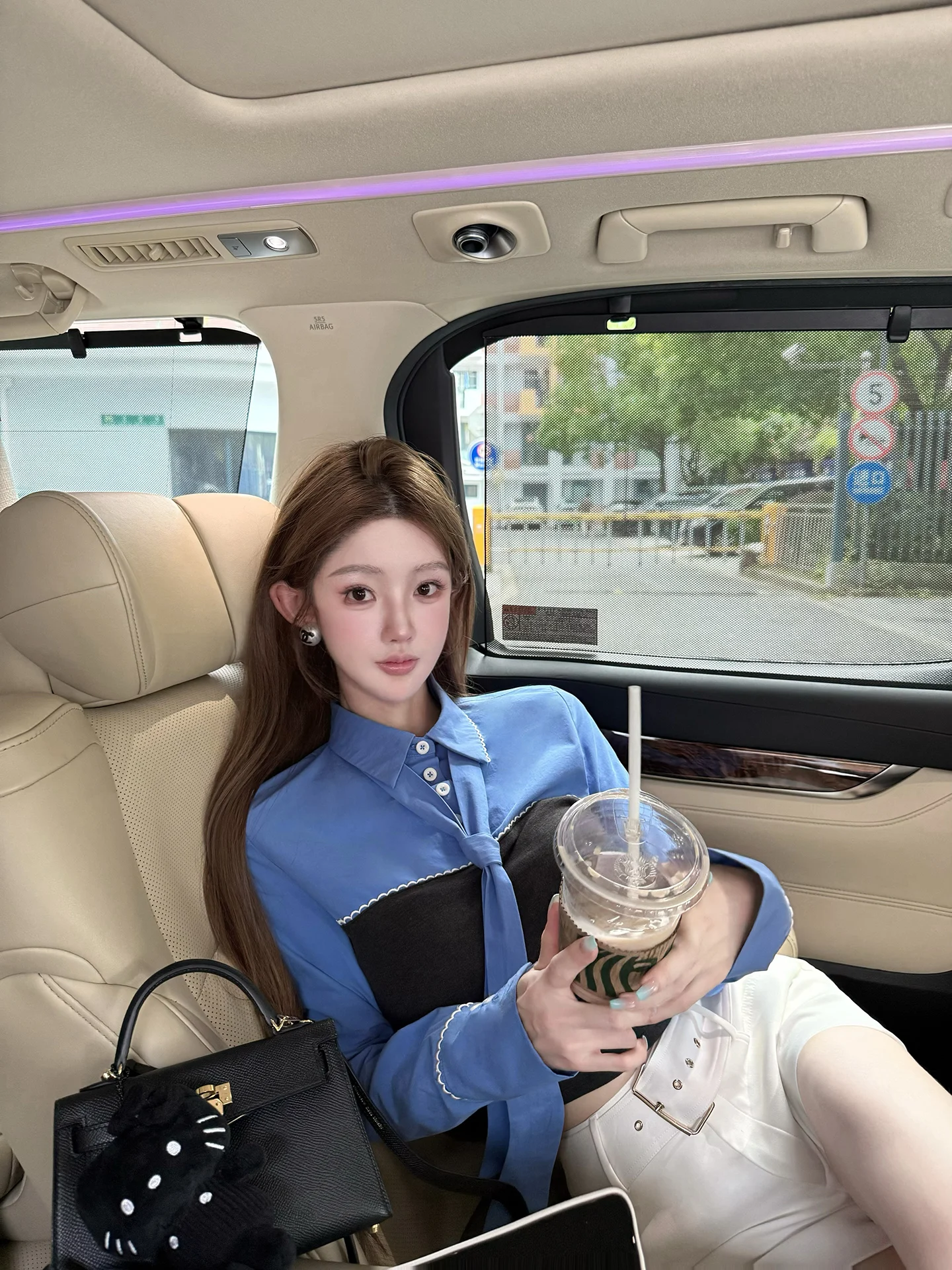 

Синяя женская приталенная блузка с завязками, из хлопка и полиэстера, с длинным рукавом, в университетском стиле, модная, осенняя