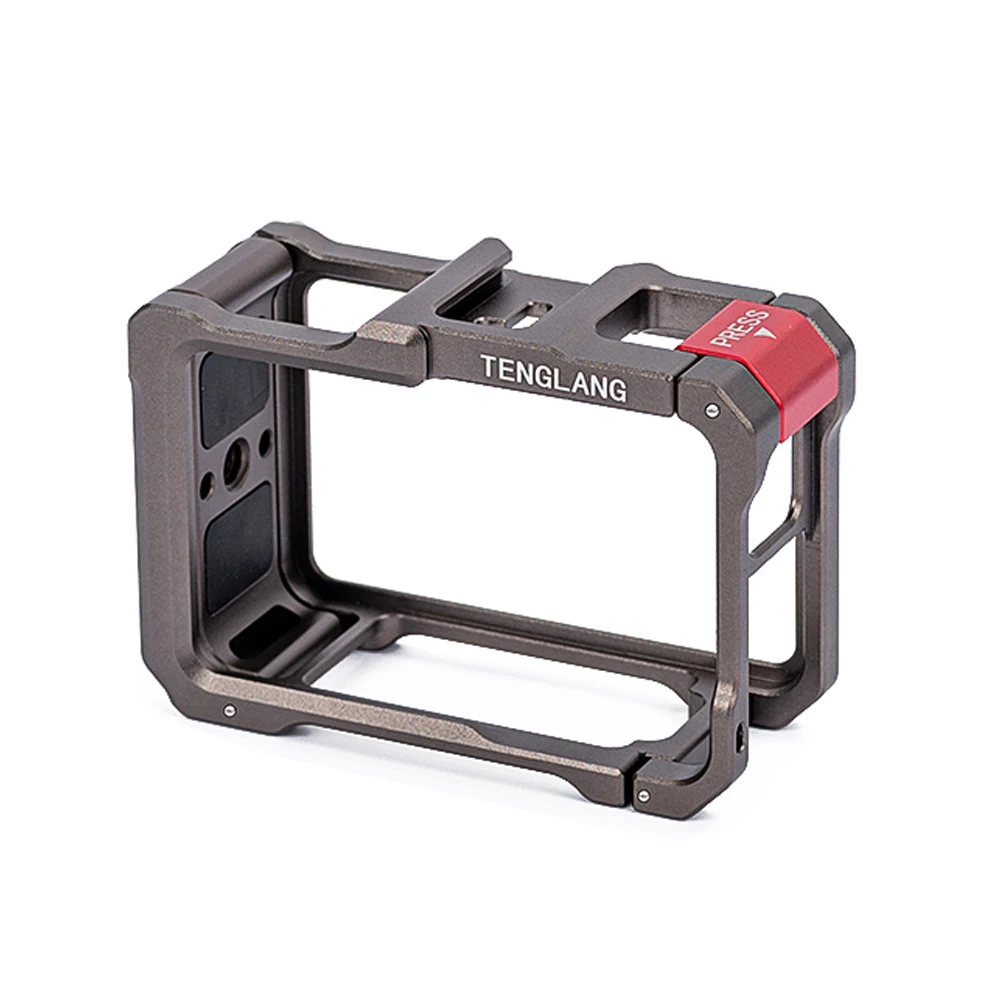 قفص ألومنيوم متعدد الوظائف مناسب لكاميرا Osmo Action 3 4 5pro إطار ألومنيوم خفيف الوزن متوافق مع ميكروفون DJI