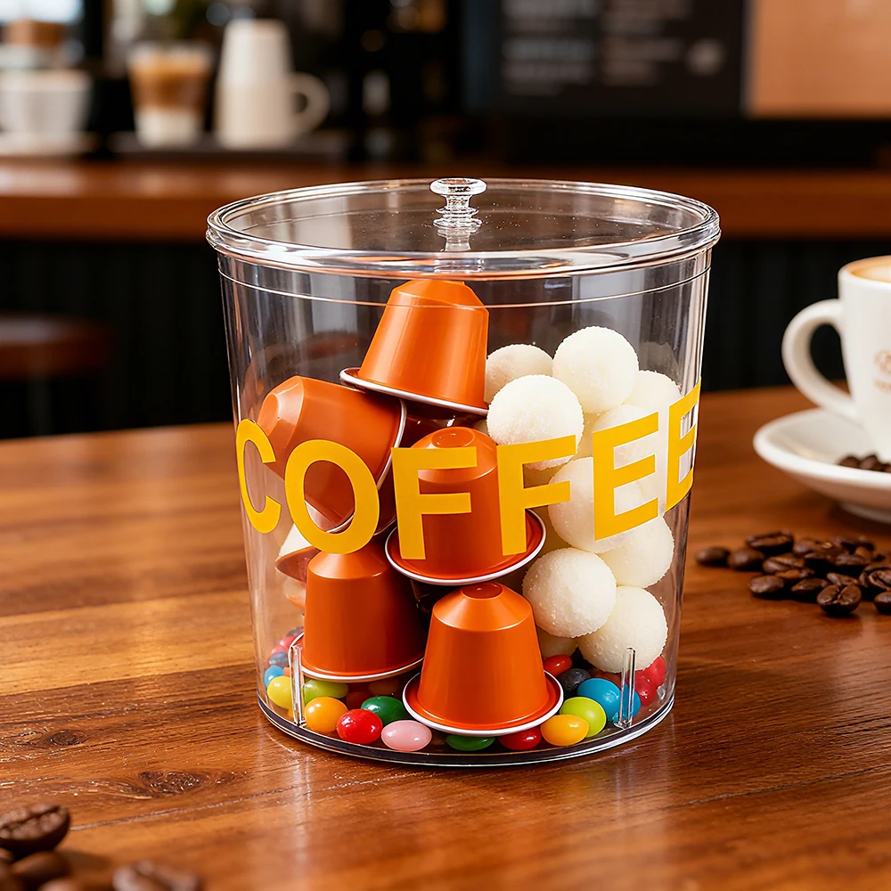 

Coffee Pod Holder with Lid Capsule Storage Organizer Rack Transparent Display