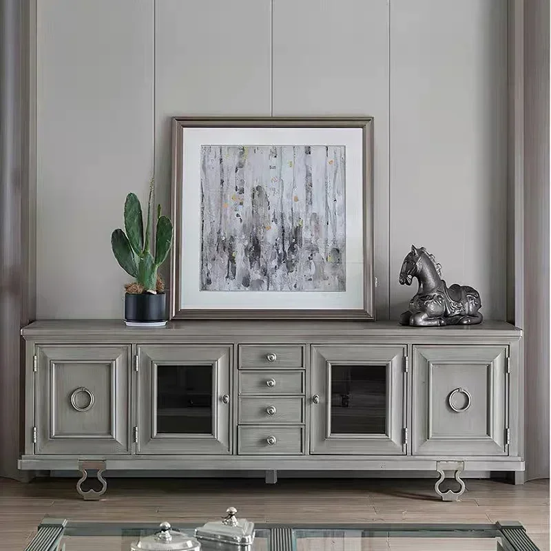 

l American style, furniture, impression TV cabinet, light luxury retro solid wood locker, simple living room TV cabinet