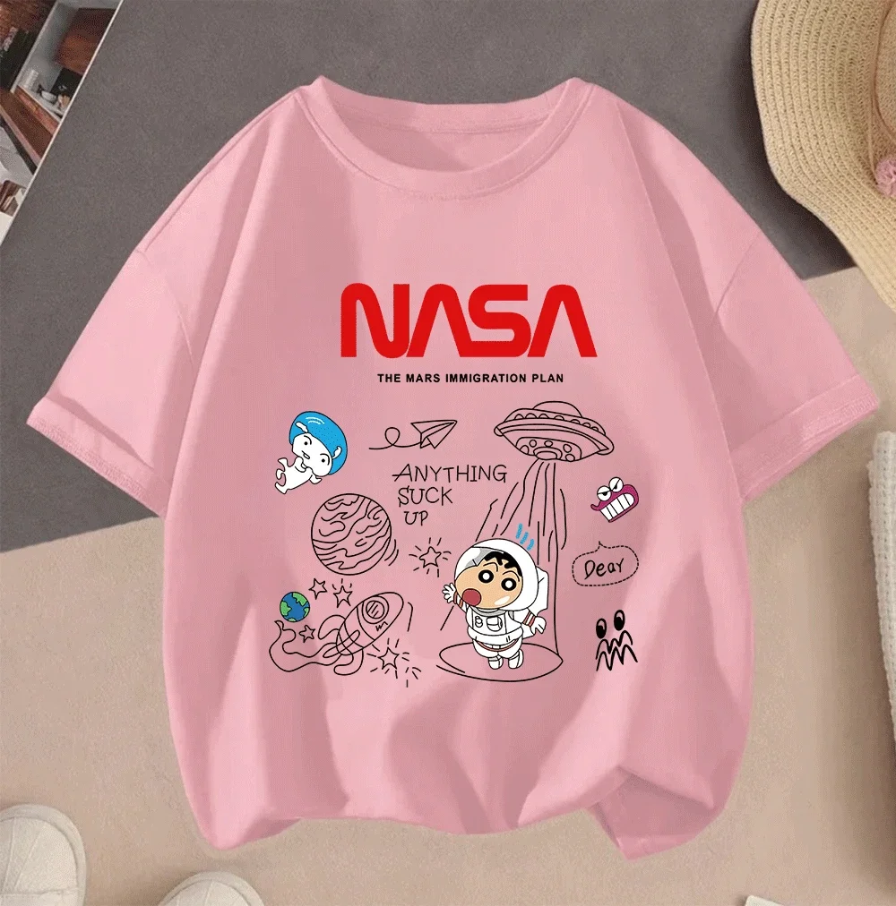 

2026 Summer Daily Wear Crayon Shinchan Cartoon Short Sleeve Casual Print New Hot Sale Tee For Kids