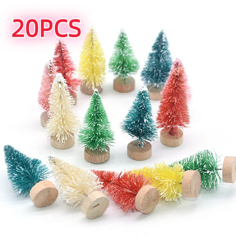 20PCS Mini Decorative Christmas Tree  Red and Green Mini Pine Tree Christmas Tabletop Decoration Christmas Party Decoration