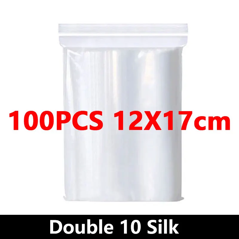 100Pcs Thicken Zipper Sealed Bags Clear Plastic Storage Bag for Small Jewelry Food Packing Reclosable Ziplock Sealing Bags image 3
