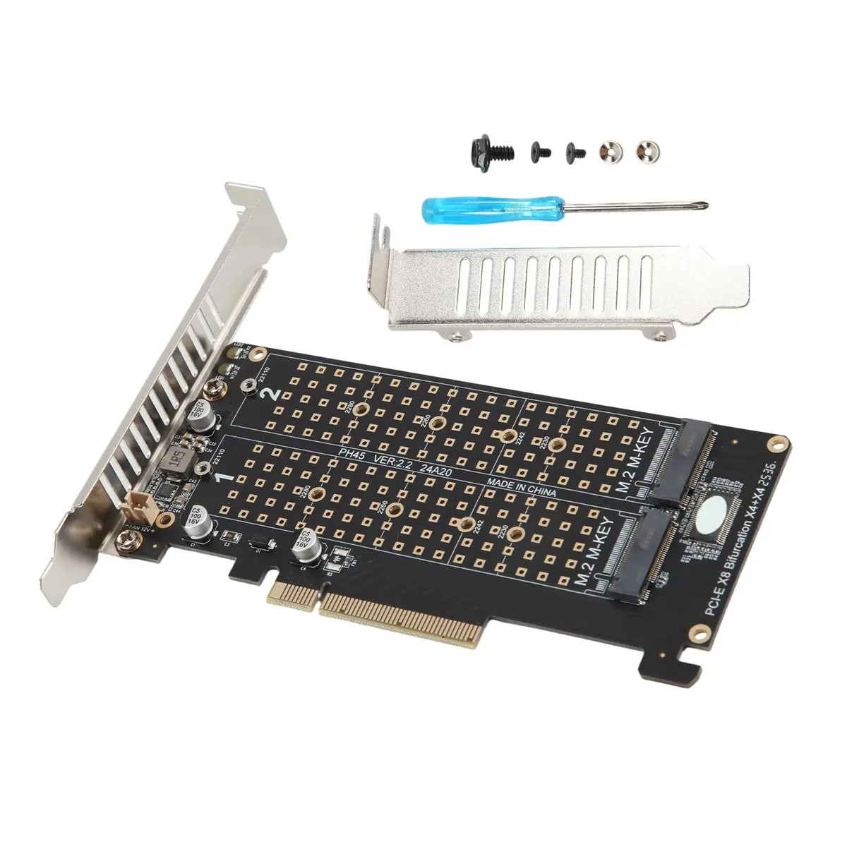 【A19R】PCI-E X8 Double Disk Card NVME M.2 M KEY SSD Expansion Adapter Extended Dual NVME PCI-E X8 Split Card