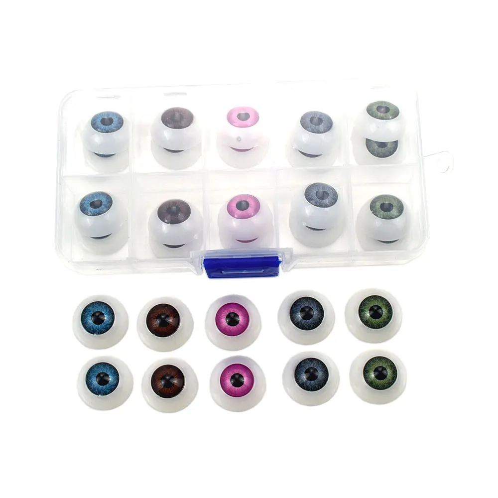 40PCS 12-20MM Round Plastic Eyes for Toys Doll Baby Stuffed Toys DIY Making Doll Animals Realistic Hollow Back Fake Eyeballs