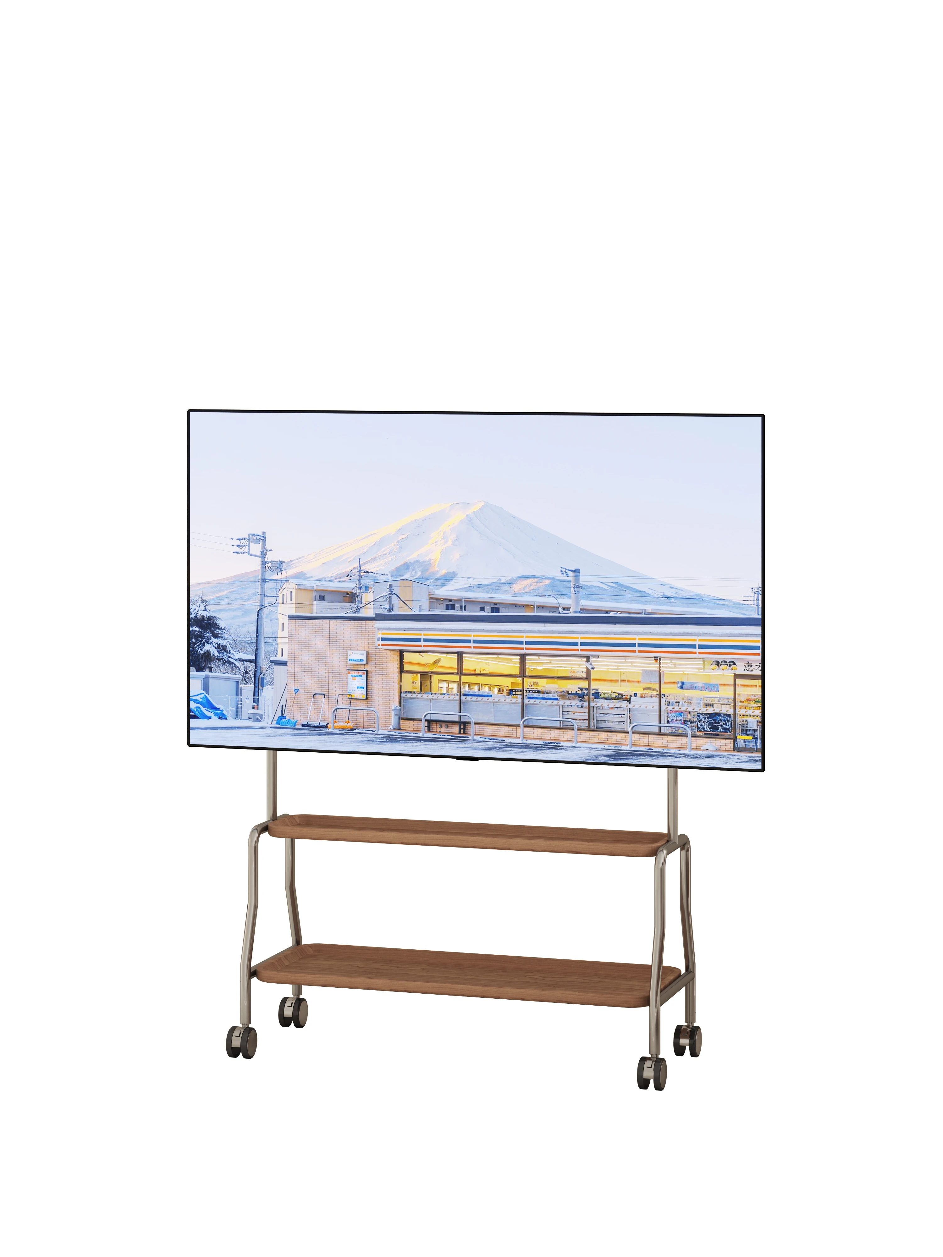 

Customizable medieval TV floor bracket solid wood vertical cart with wheels universal frame mobile roller with brake