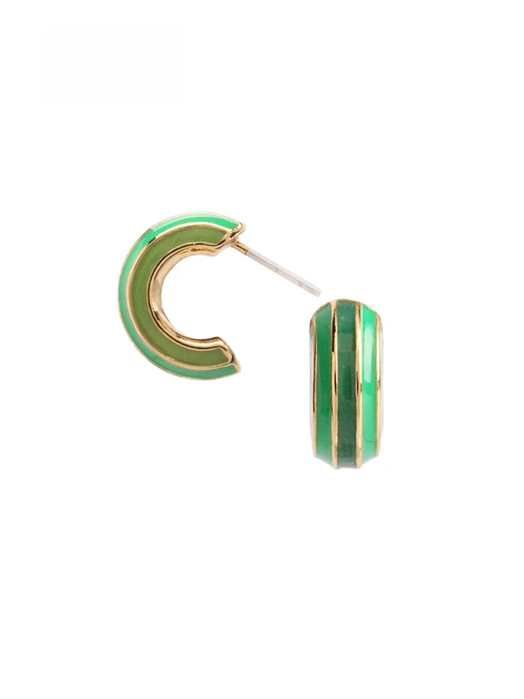 

Серьги-полукольца Sumni Fashion для женщин, с эмалью и эффектом капель, из сплава, с серебряной иглой S925, геометрической формы, украшения для ушей