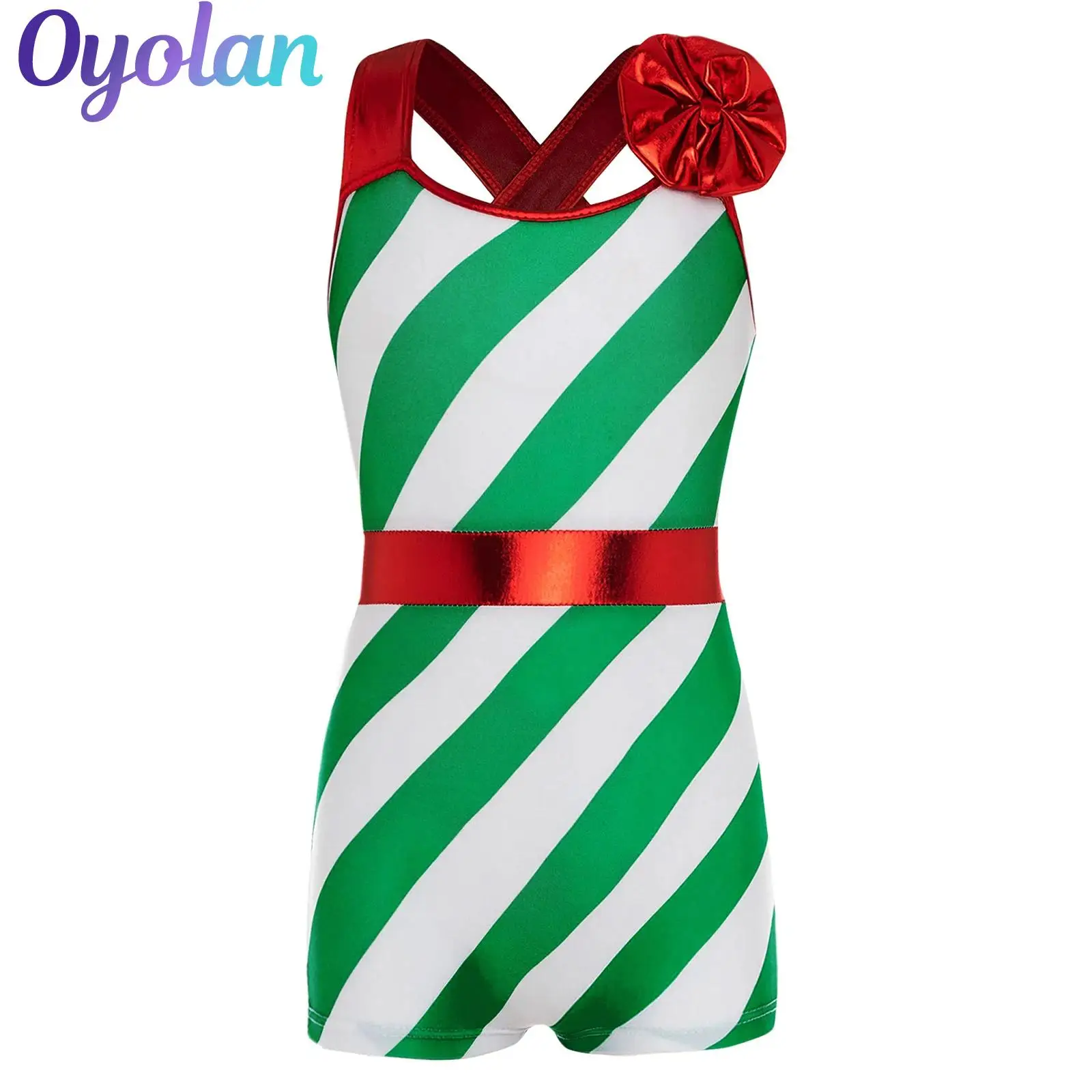 

Girls Christmas Xmas Santa Elf Candy Cane Cosplay Costumes Striped Ballet Tulle Leotard Dance Biketard Unitard Jumpsuit